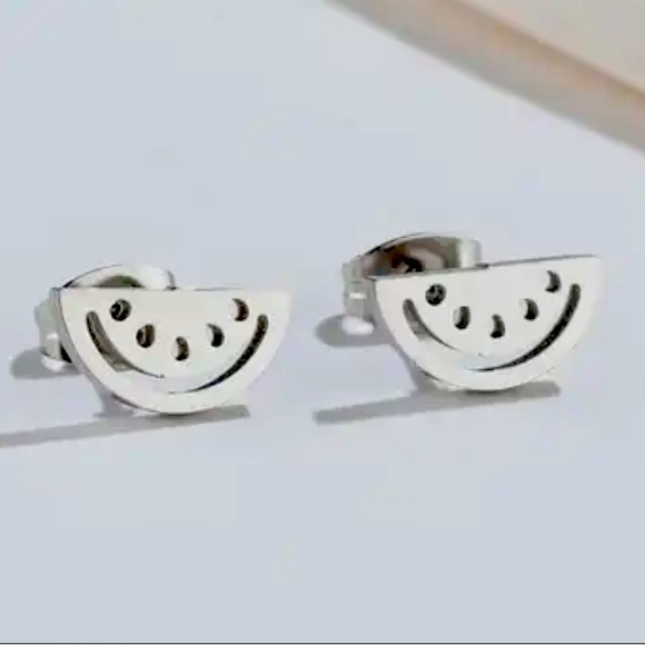 Stainless Steel Watermelon 🍉 Stud Earrings - Picture 2 of 3